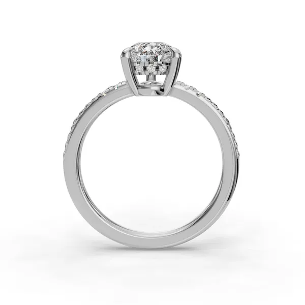18K White Gold Pear Engagement Ring Setting Image 2 SVS Fine Jewelry Oceanside, NY