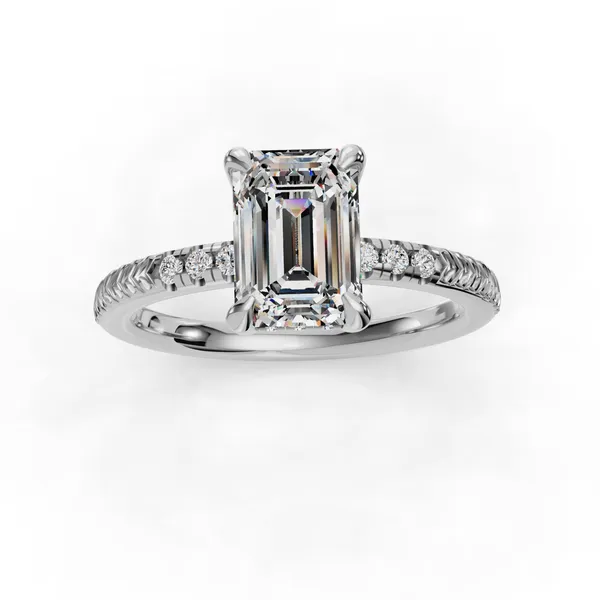 18K White Gold Emerald Engagement Ring Setting Image 4 SVS Fine Jewelry Oceanside, NY