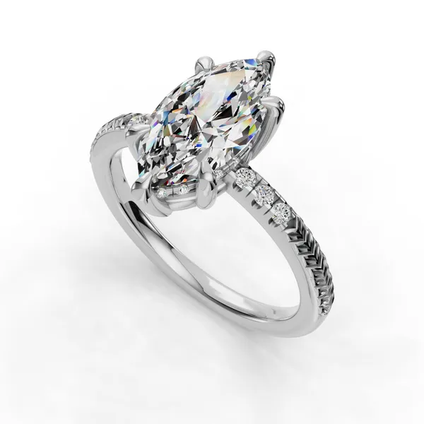 18K White Gold Marquise Engagement Ring Setting SVS Fine Jewelry Oceanside, NY