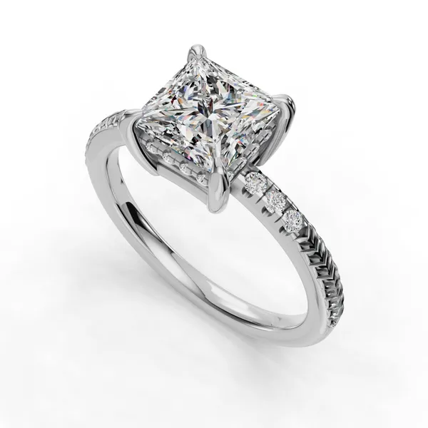 18K White Gold Princess Engagement Ring Setting SVS Fine Jewelry Oceanside, NY