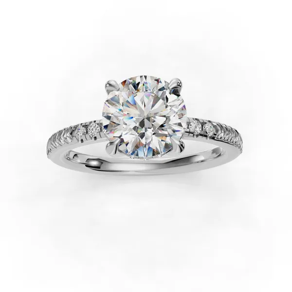 18K White Gold Round Engagement Ring Setting Image 4 SVS Fine Jewelry Oceanside, NY