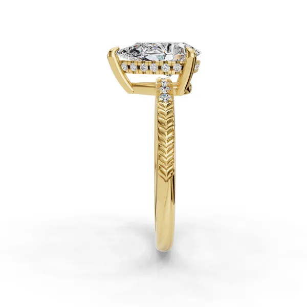 18K Yellow Gold Pear Engagement Ring Setting Image 3 SVS Fine Jewelry Oceanside, NY