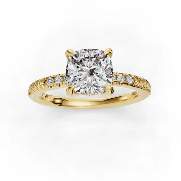 18K Yellow Gold Cushion Engagement Ring Setting Image 4 SVS Fine Jewelry Oceanside, NY