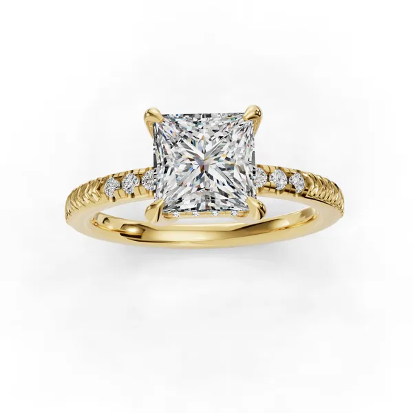 18K Yellow Gold Princess Engagement Ring Setting Image 4 SVS Fine Jewelry Oceanside, NY