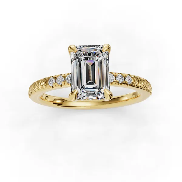 18K Yellow Gold Emerald Engagement Ring Setting Image 4 SVS Fine Jewelry Oceanside, NY