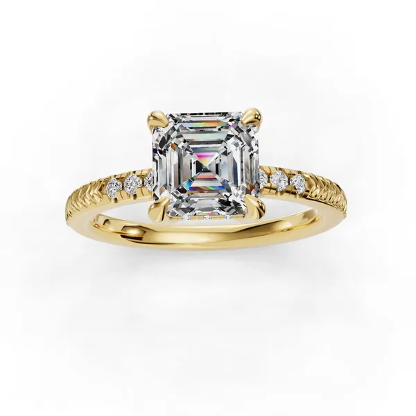 18K Yellow Gold Asscher Engagement Ring Setting Image 4 SVS Fine Jewelry Oceanside, NY