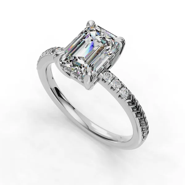 Platinum Emerald Engagement Ring Setting SVS Fine Jewelry Oceanside, NY