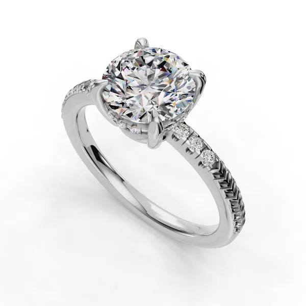 Platinum Round Engagement Ring Setting SVS Fine Jewelry Oceanside, NY