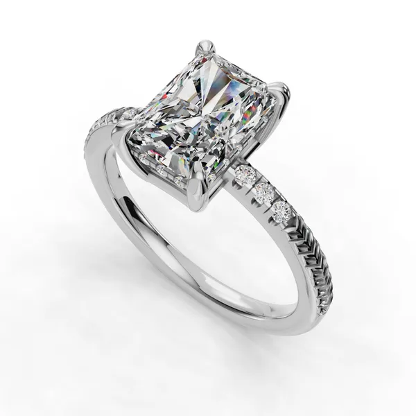 Platinum Radiant Engagement Ring Setting SVS Fine Jewelry Oceanside, NY