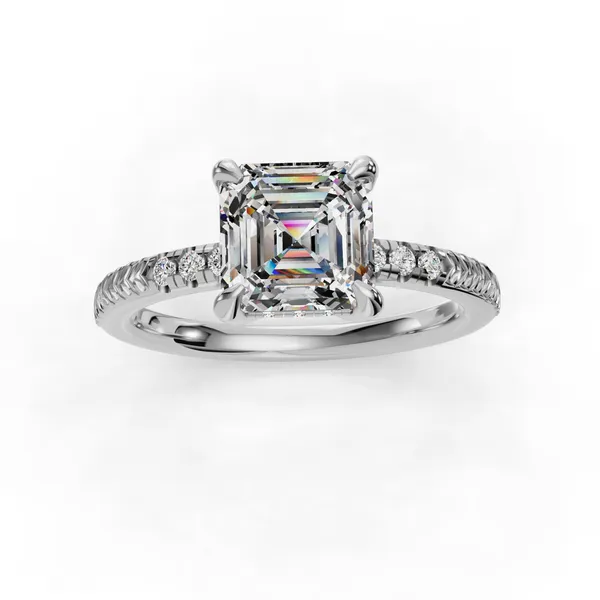 Platinum Asscher Engagement Ring Setting Image 4 SVS Fine Jewelry Oceanside, NY