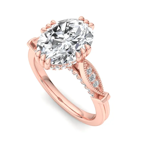 14K Rose Gold Oval Engagement Ring Setting SVS Fine Jewelry Oceanside, NY