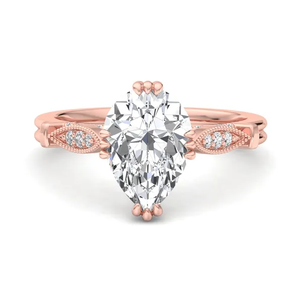 14K Rose Gold Pear Engagement Ring Setting Image 4 SVS Fine Jewelry Oceanside, NY