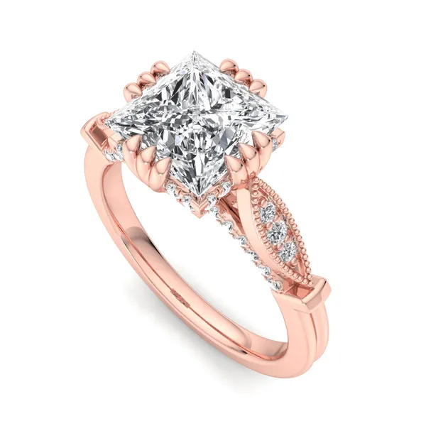 14K Rose Gold Princess Engagement Ring Setting SVS Fine Jewelry Oceanside, NY