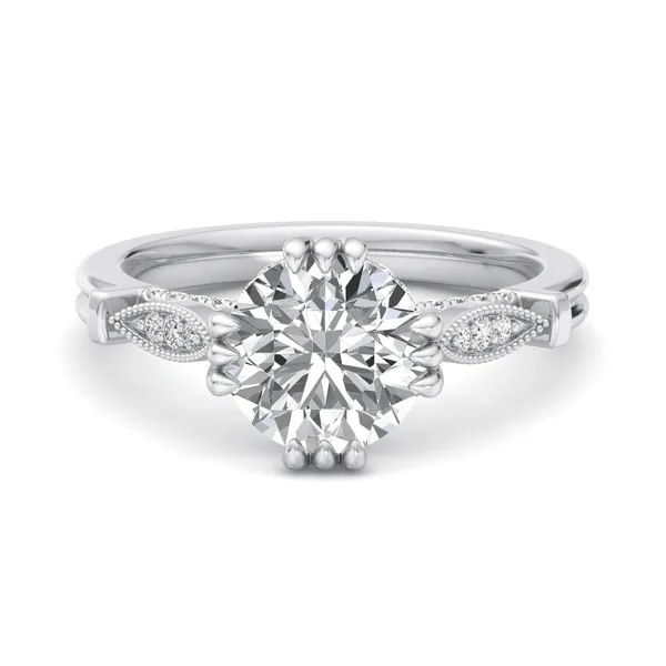 14K White Gold Round Engagement Ring Setting Image 4 SVS Fine Jewelry Oceanside, NY