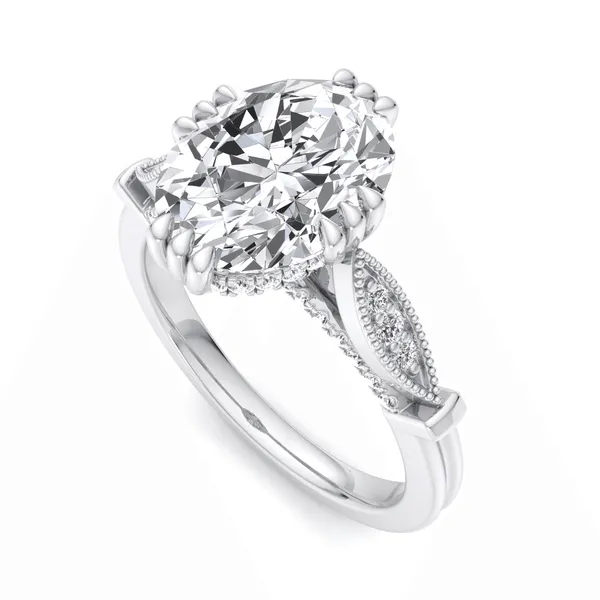 14K White Gold Oval Engagement Ring Setting SVS Fine Jewelry Oceanside, NY