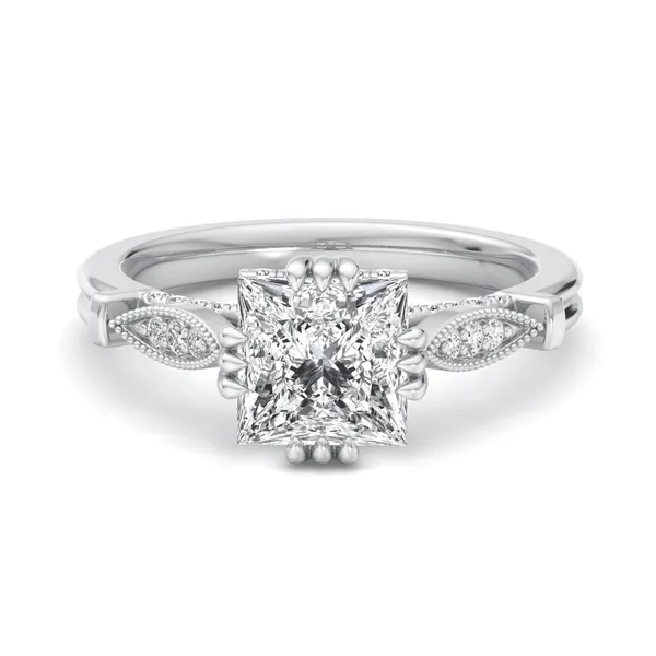 14K White Gold Princess Engagement Ring Setting Image 4 SVS Fine Jewelry Oceanside, NY