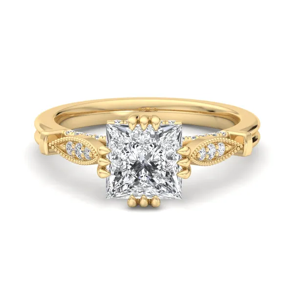 14K Yellow Gold Princess Engagement Ring Setting Image 4 SVS Fine Jewelry Oceanside, NY