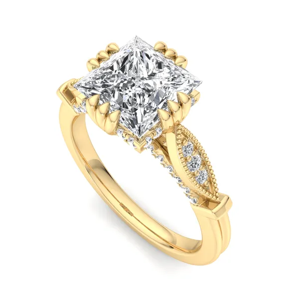 14K Yellow Gold Princess Engagement Ring Setting SVS Fine Jewelry Oceanside, NY