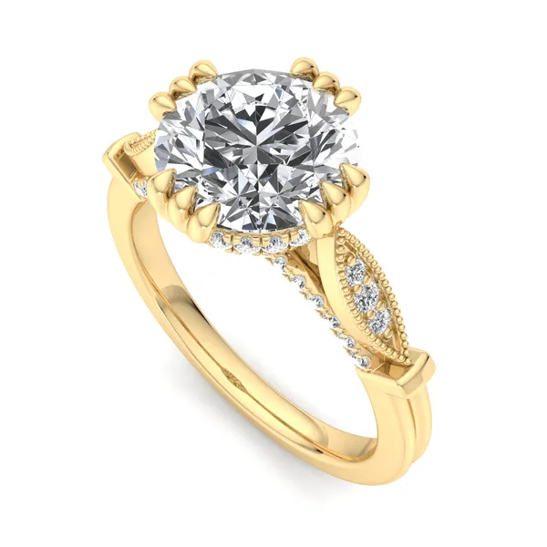 14K Yellow Gold Round Engagement Ring Setting SVS Fine Jewelry Oceanside, NY