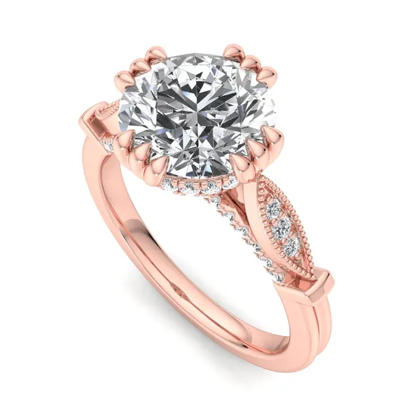 18K Rose Gold Round Engagement Ring Setting SVS Fine Jewelry Oceanside, NY