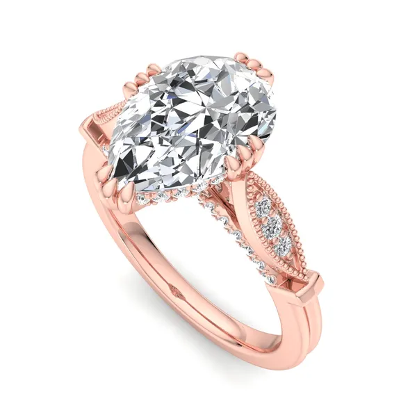 18K Rose Gold Pear Engagement Ring Setting SVS Fine Jewelry Oceanside, NY