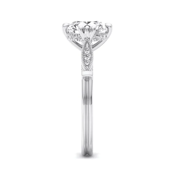 18K White Gold Round Engagement Ring Setting Image 3 SVS Fine Jewelry Oceanside, NY