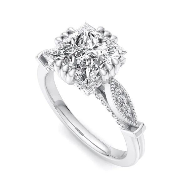 18K White Gold Princess Engagement Ring Setting SVS Fine Jewelry Oceanside, NY