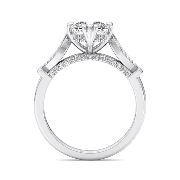 18K White Gold Princess Engagement Ring Setting Image 2 SVS Fine Jewelry Oceanside, NY