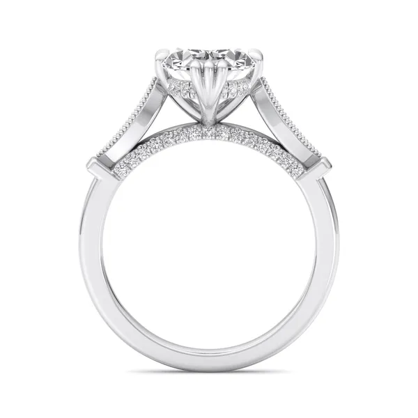 18K White Gold Oval Engagement Ring Setting Image 2 SVS Fine Jewelry Oceanside, NY