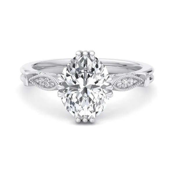 18K White Gold Oval Engagement Ring Setting Image 4 SVS Fine Jewelry Oceanside, NY