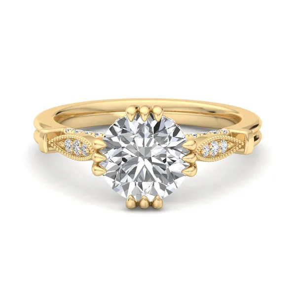 18K Yellow Gold Round Engagement Ring Setting Image 4 SVS Fine Jewelry Oceanside, NY
