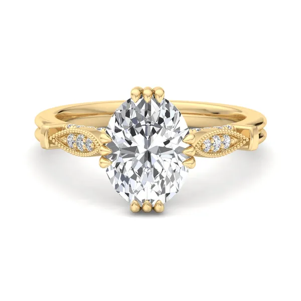 18K Yellow Gold Oval Engagement Ring Setting Image 4 SVS Fine Jewelry Oceanside, NY