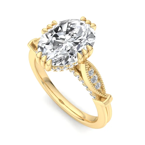 18K Yellow Gold Oval Engagement Ring Setting SVS Fine Jewelry Oceanside, NY