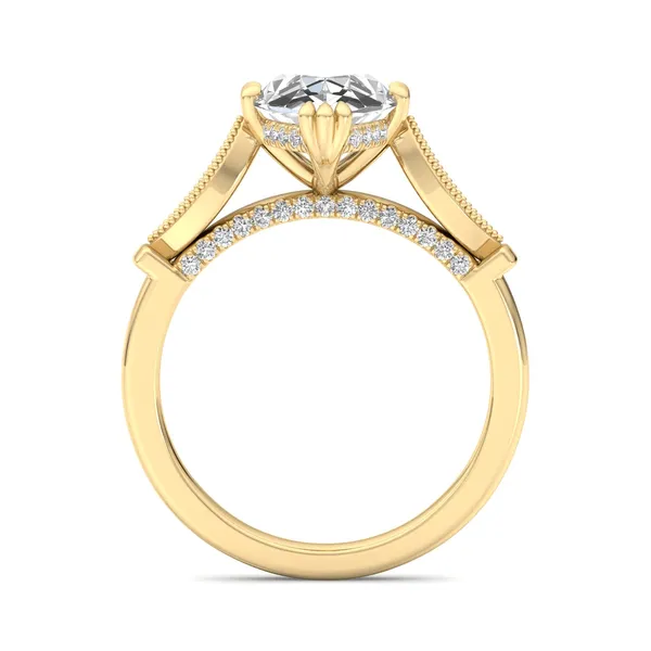 18K Yellow Gold Pear Engagement Ring Setting Image 2 SVS Fine Jewelry Oceanside, NY