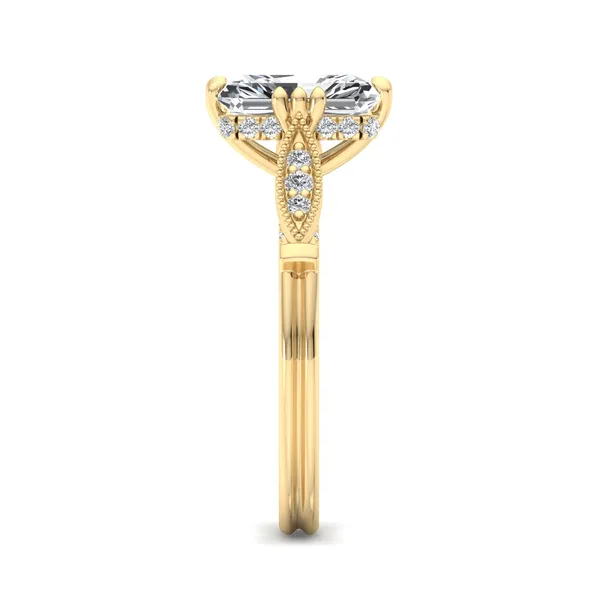 18K Yellow Gold Radiant Engagement Ring Setting Image 3 SVS Fine Jewelry Oceanside, NY