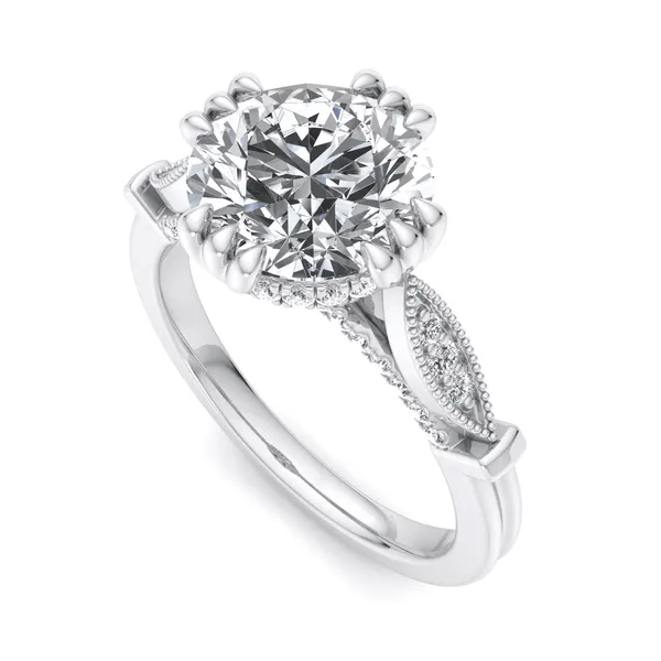 Platinum Round Engagement Ring Setting SVS Fine Jewelry Oceanside, NY