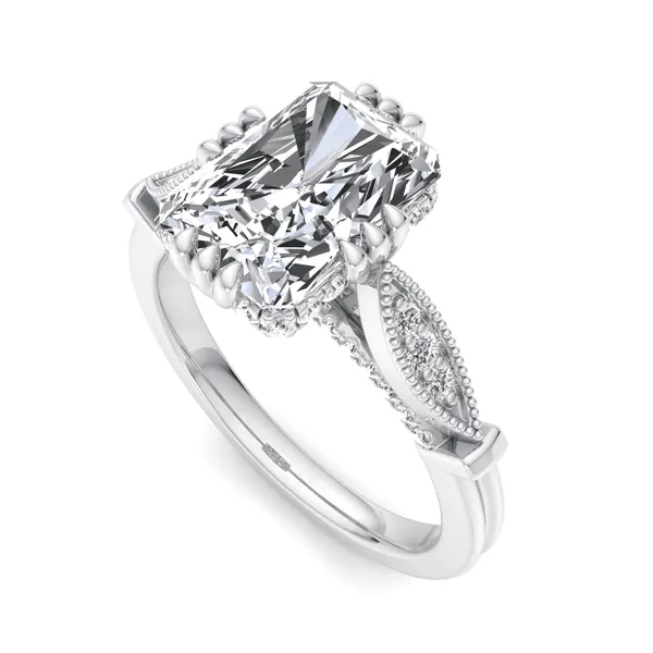 Platinum Radiant Engagement Ring Setting SVS Fine Jewelry Oceanside, NY