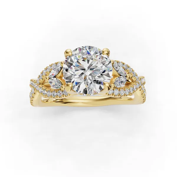 14K Yellow Gold Round Engagement Ring Setting Image 4 SVS Fine Jewelry Oceanside, NY