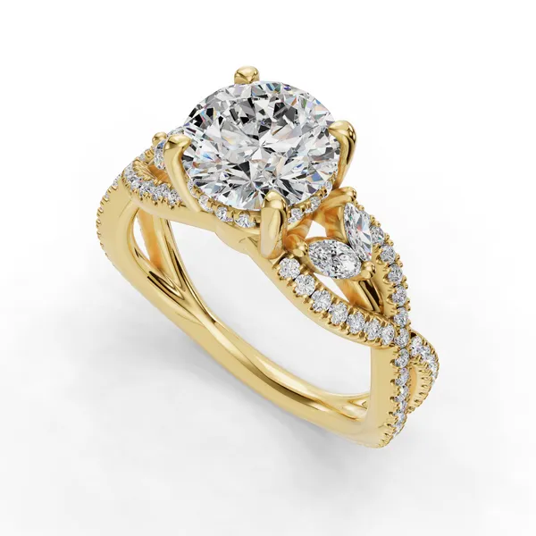 18K Yellow Gold Round Engagement Ring Setting SVS Fine Jewelry Oceanside, NY