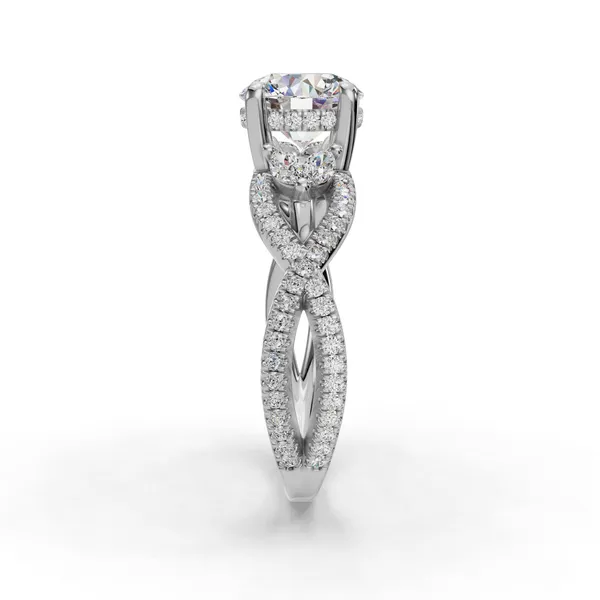 18K White Gold Round Engagement Ring Setting Image 3 SVS Fine Jewelry Oceanside, NY