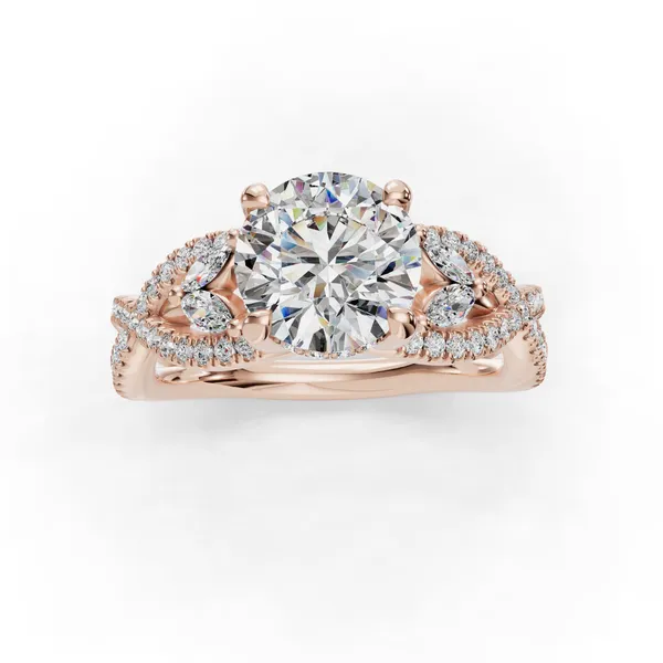 14K Rose Gold Round Engagement Ring Setting Image 4 SVS Fine Jewelry Oceanside, NY