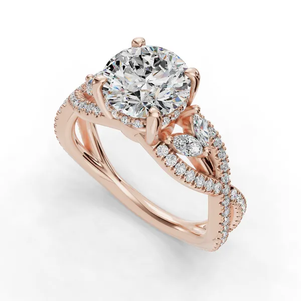 18K Rose Gold Round Engagement Ring Setting SVS Fine Jewelry Oceanside, NY