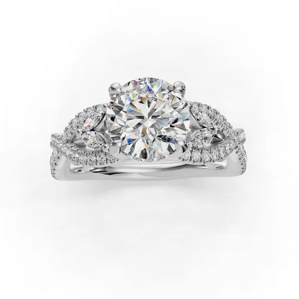 Platinum Round Engagement Ring Setting Image 4 SVS Fine Jewelry Oceanside, NY