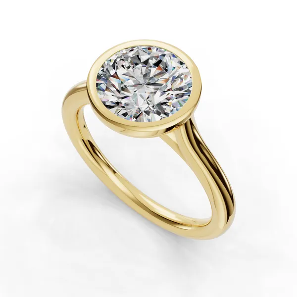 14K Yellow Gold Round Engagement Ring Setting SVS Fine Jewelry Oceanside, NY