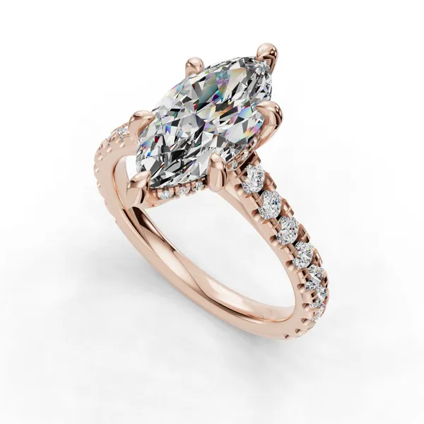 14K Rose Gold Marquise Engagement Ring Setting SVS Fine Jewelry Oceanside, NY