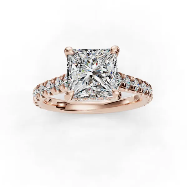 14K Rose Gold Princess Engagement Ring Setting Image 4 SVS Fine Jewelry Oceanside, NY