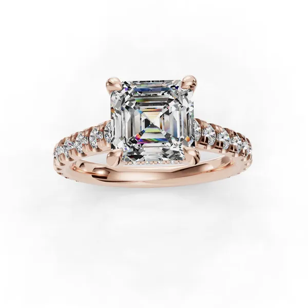 14K Rose Gold Asscher Engagement Ring Setting Image 4 SVS Fine Jewelry Oceanside, NY