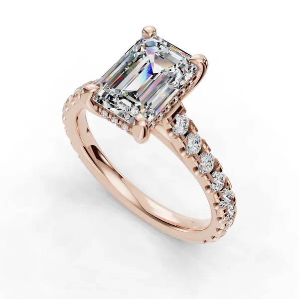 14K Rose Gold Emerald Engagement Ring Setting SVS Fine Jewelry Oceanside, NY