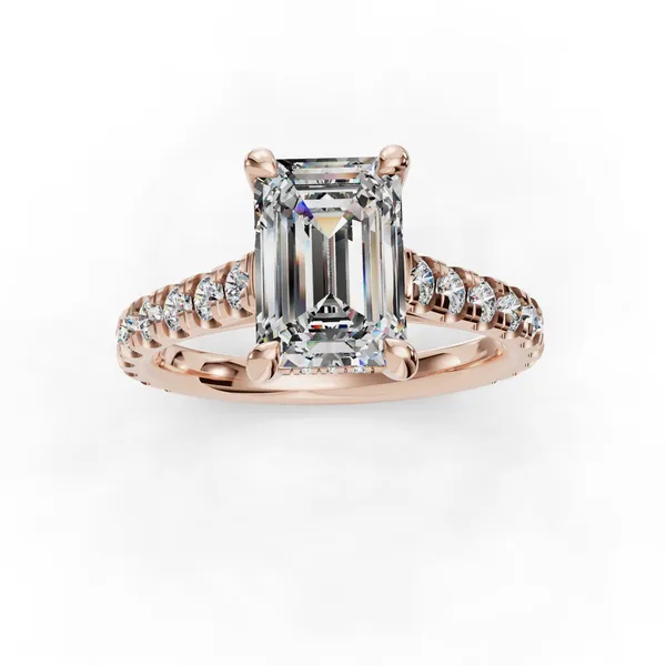 14K Rose Gold Emerald Engagement Ring Setting Image 4 SVS Fine Jewelry Oceanside, NY