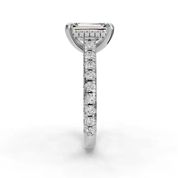 14K White Gold Emerald Engagement Ring Setting Image 3 SVS Fine Jewelry Oceanside, NY